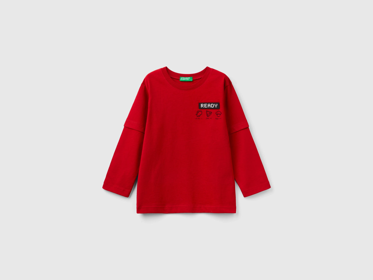 Maglietta con doppia manica da bimbo rosso | Benetton Outlet