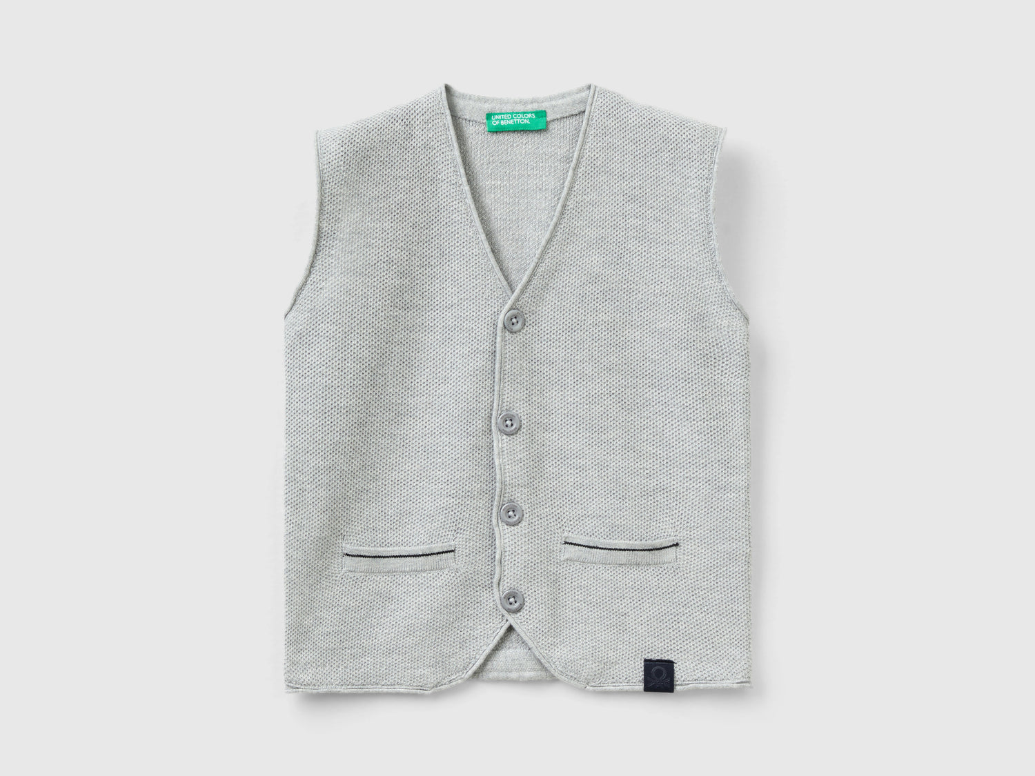 Gilet in misto cotone e lana da bimbo grigio chiaro | Benetton Outlet