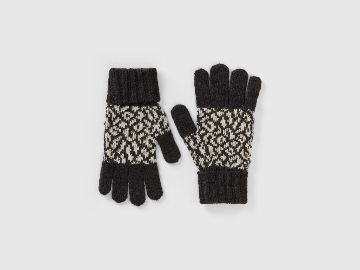 Guanti animalier in misto lana