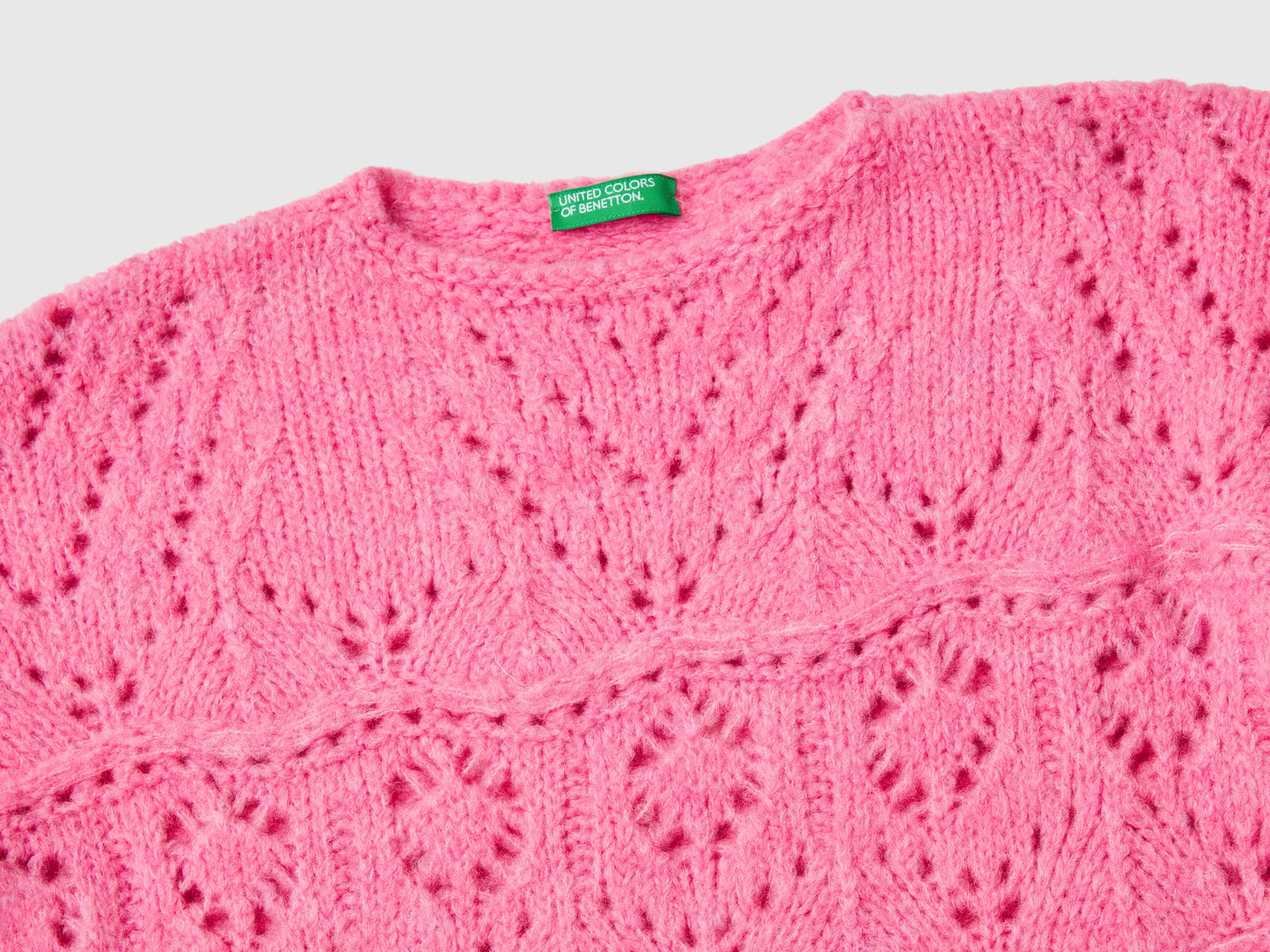 Maglia effetto pizzo da bambina rosa 3 | Benetton Outlet