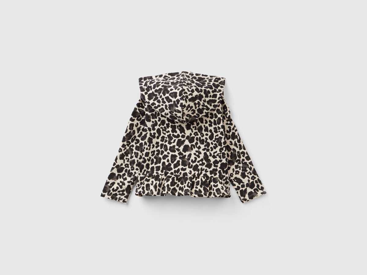 Felpa animalier con balza