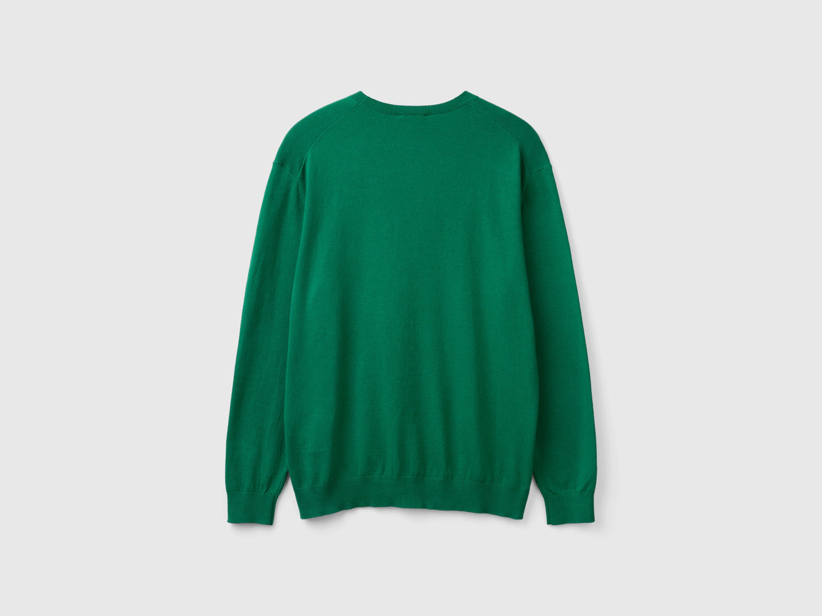 Maglia girocollo in misto cotone leggero da uomo verde scuro 2 | Benetton Outlet