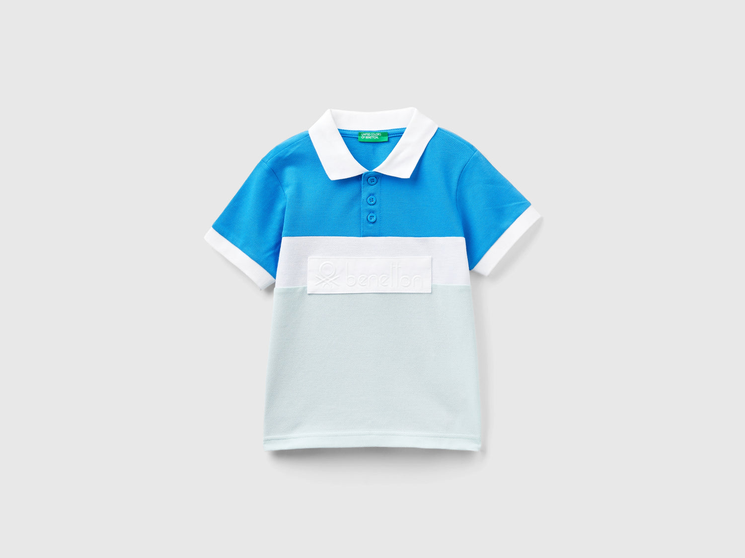 Polo color block con patch da bimbo blu | Benetton Outlet