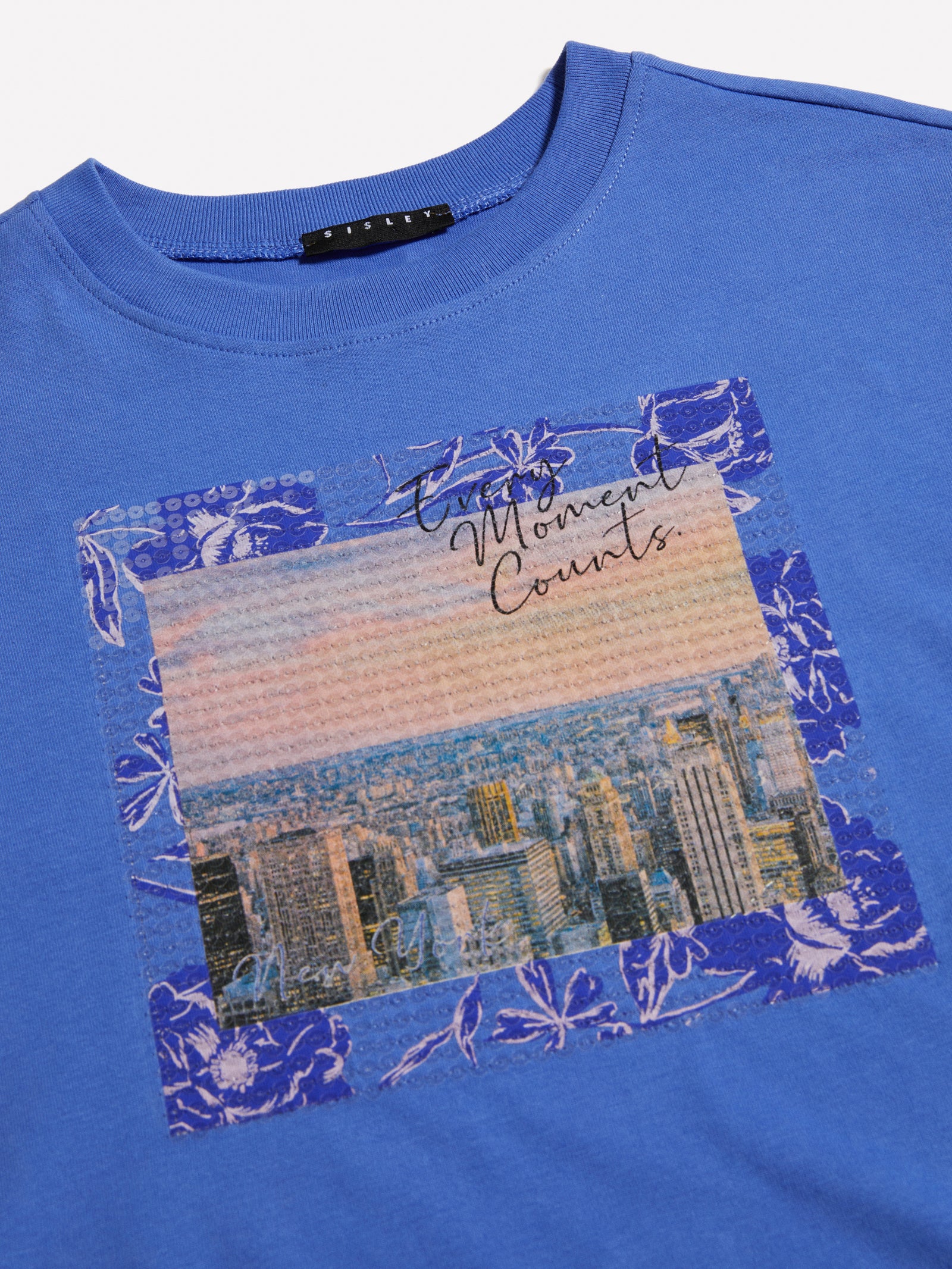 T-shirt lilla con stampa e paillettes da bambina blu 2 | Sisley young Outlet