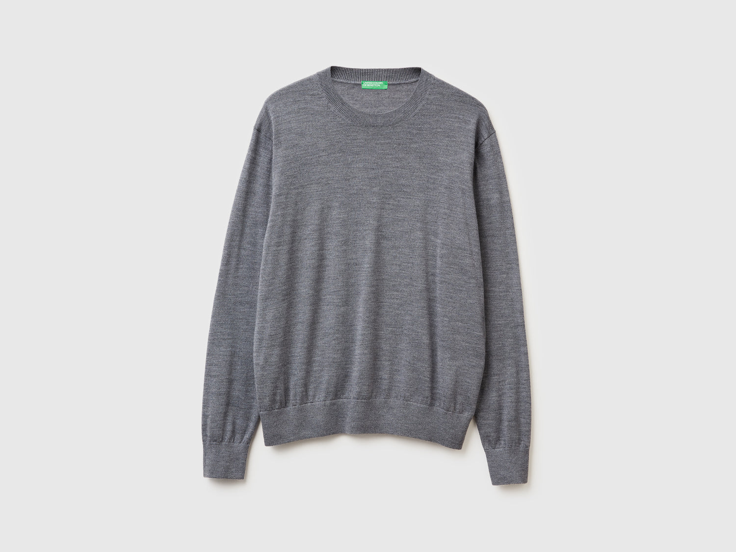 Maglia in pura lana Merino da uomo grigio scuro | Benetton Outlet