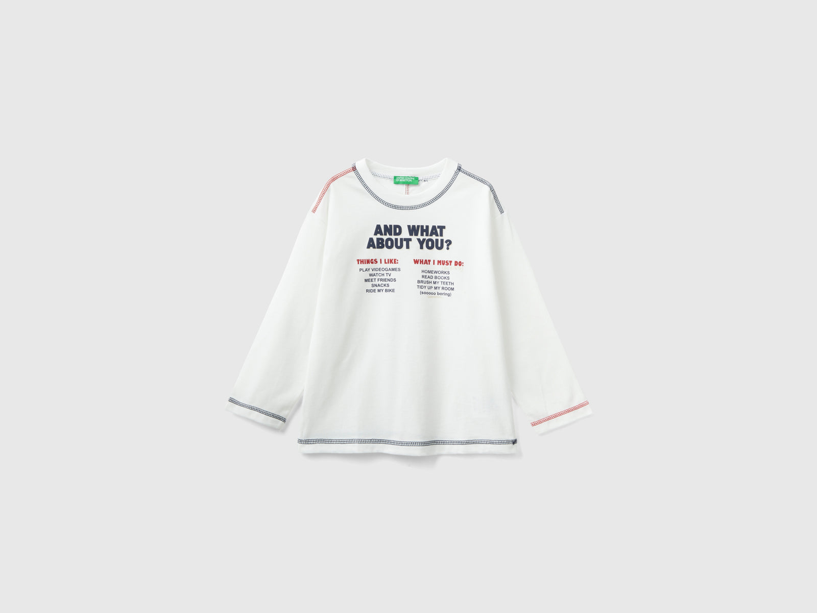 Maglietta girocollo con stampa da bimbo bianco | Benetton Outlet