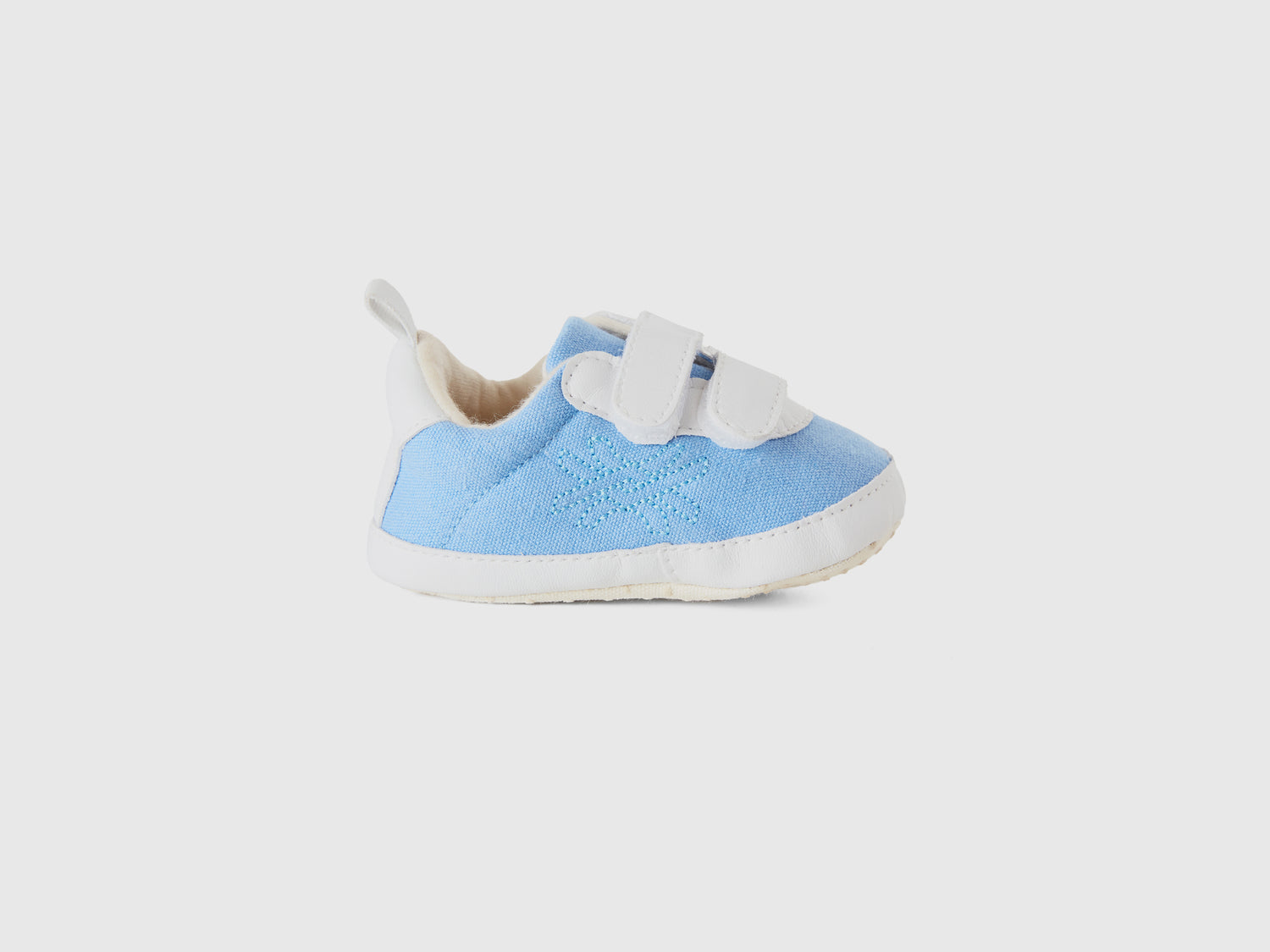 Scarpine primi passi di tela da neonato celeste | Benetton Outlet