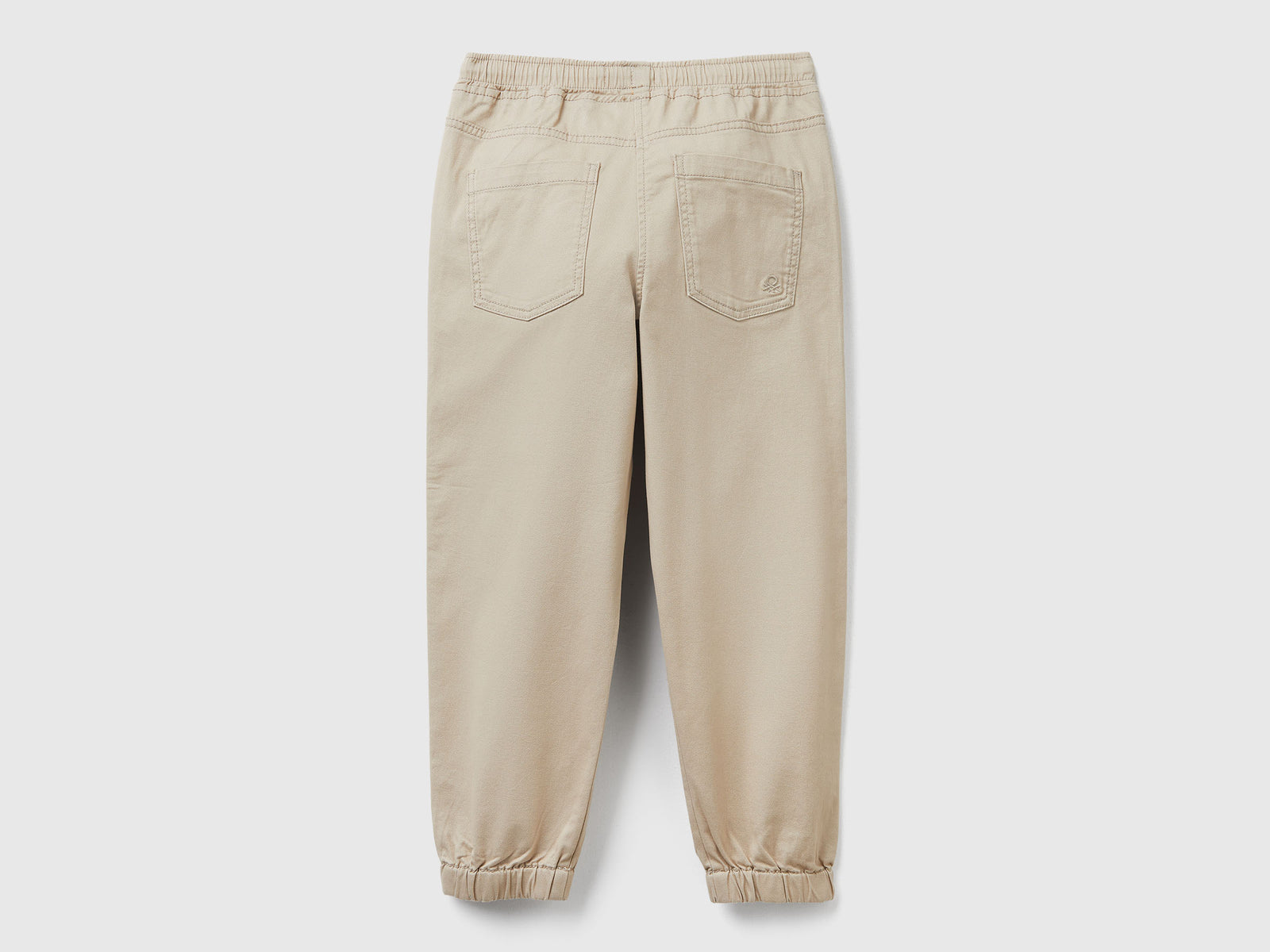 Joggers in cotone stretch con coulisse da bambino beige 2 | Benetton Outlet