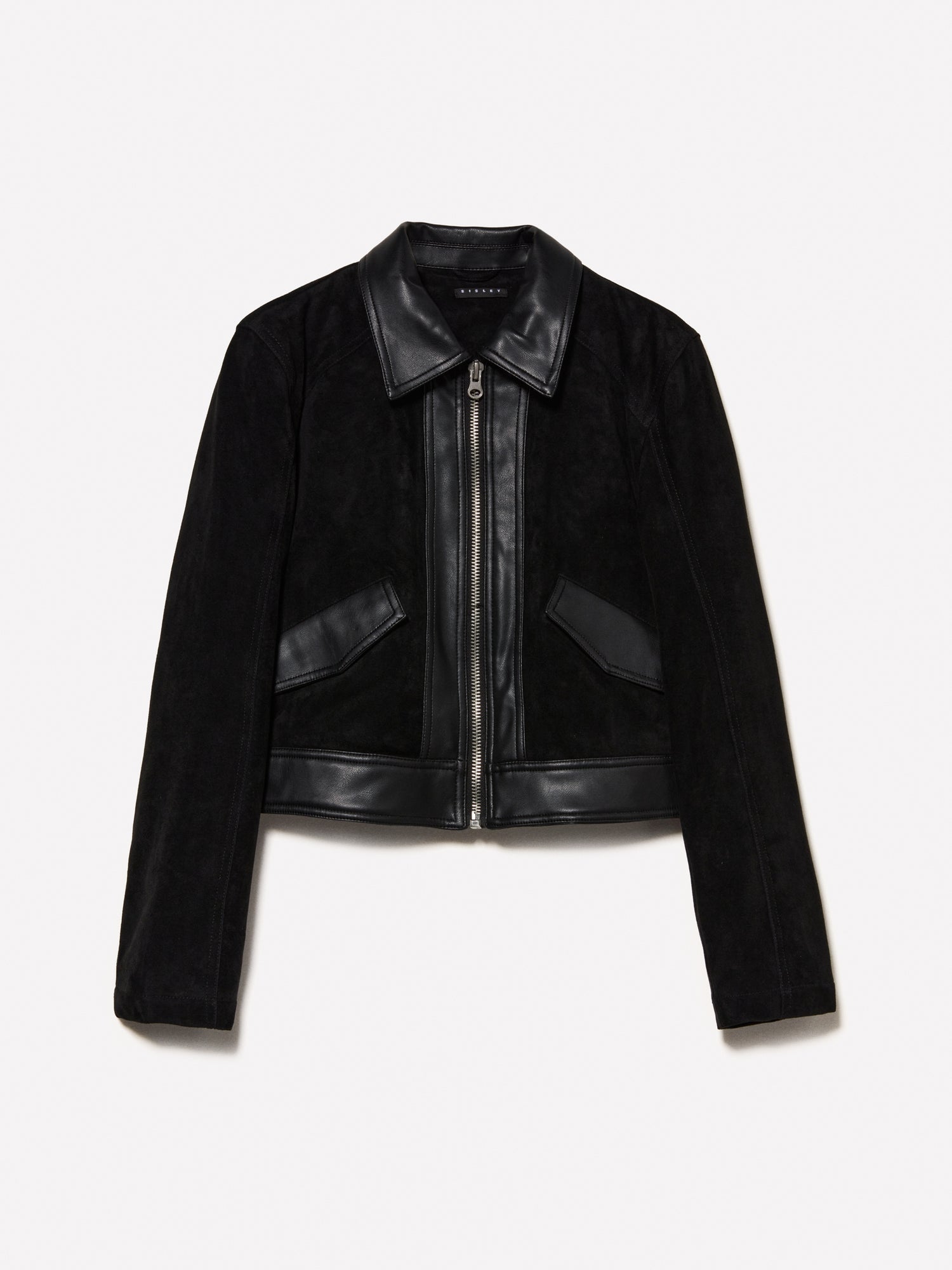 Giubbotto cropped boxy fit da donna nero | Sisley Outlet