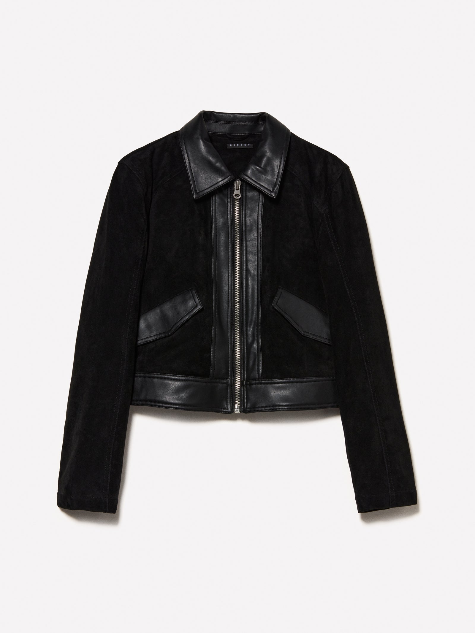 Giubbotto cropped boxy fit da donna nero | Sisley Outlet