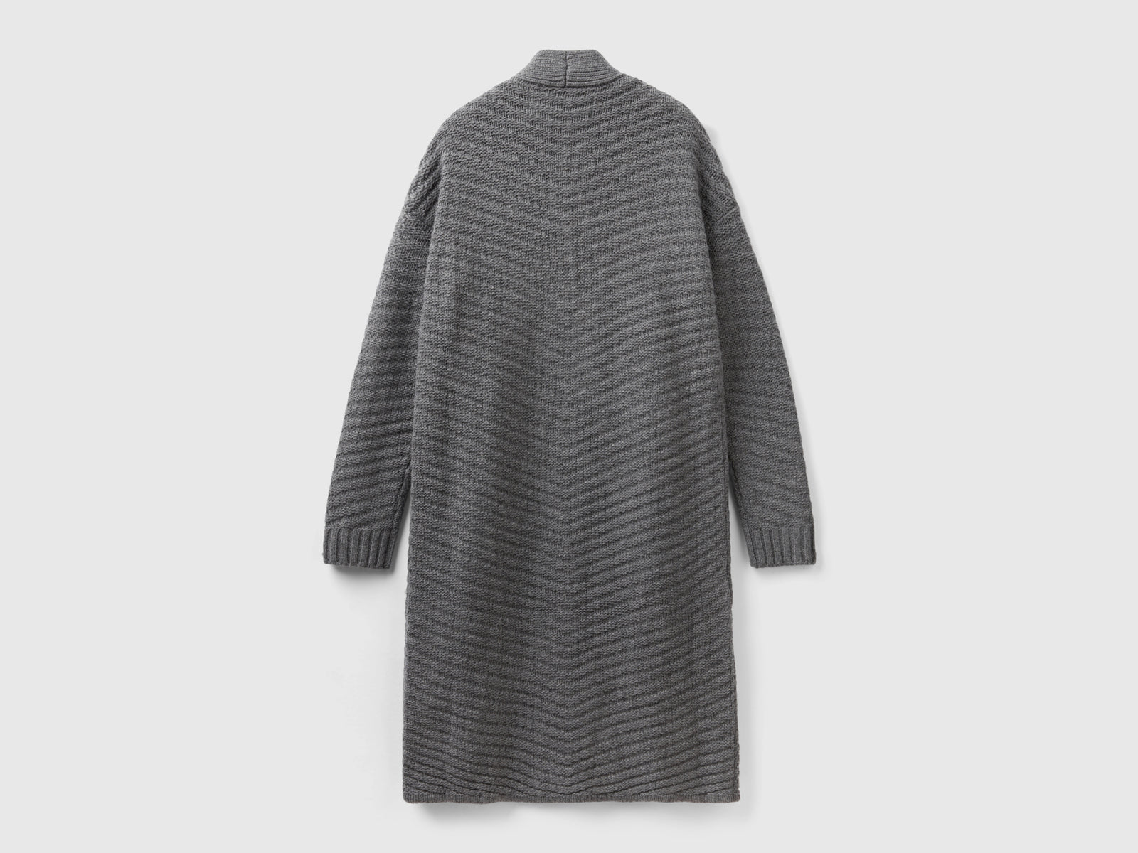 Cardigan lungo lavorato da donna grigio scuro 2 | Benetton Outlet