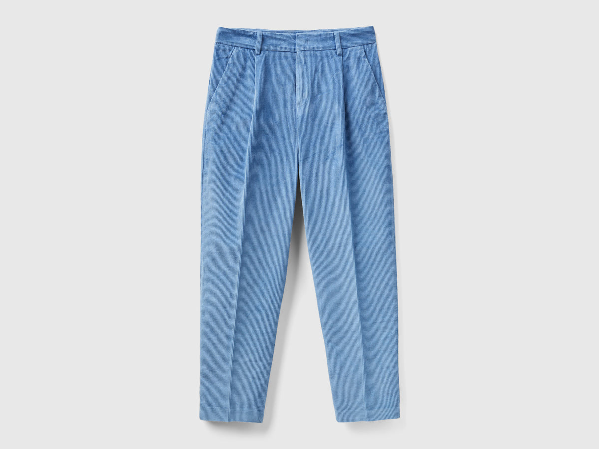 Pantaloni cropped in velluto a coste