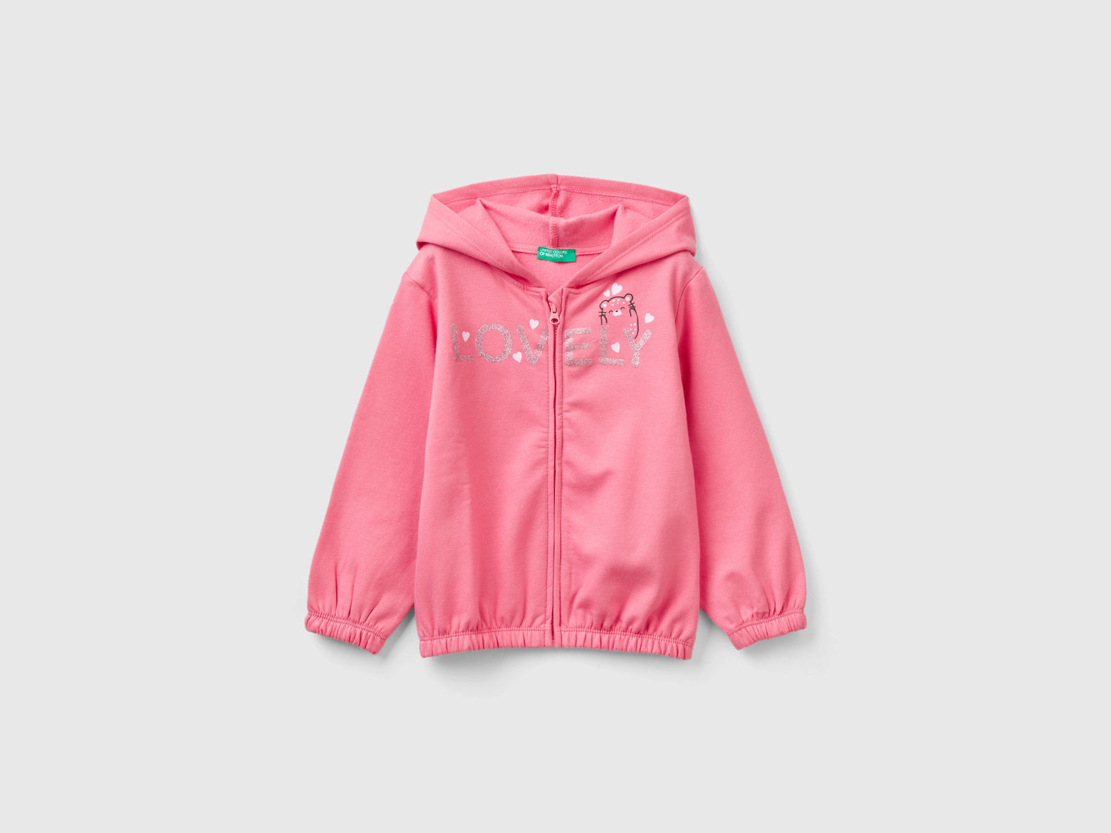 Calda felpa con zip e glitter da bimba rosa | Benetton Outlet