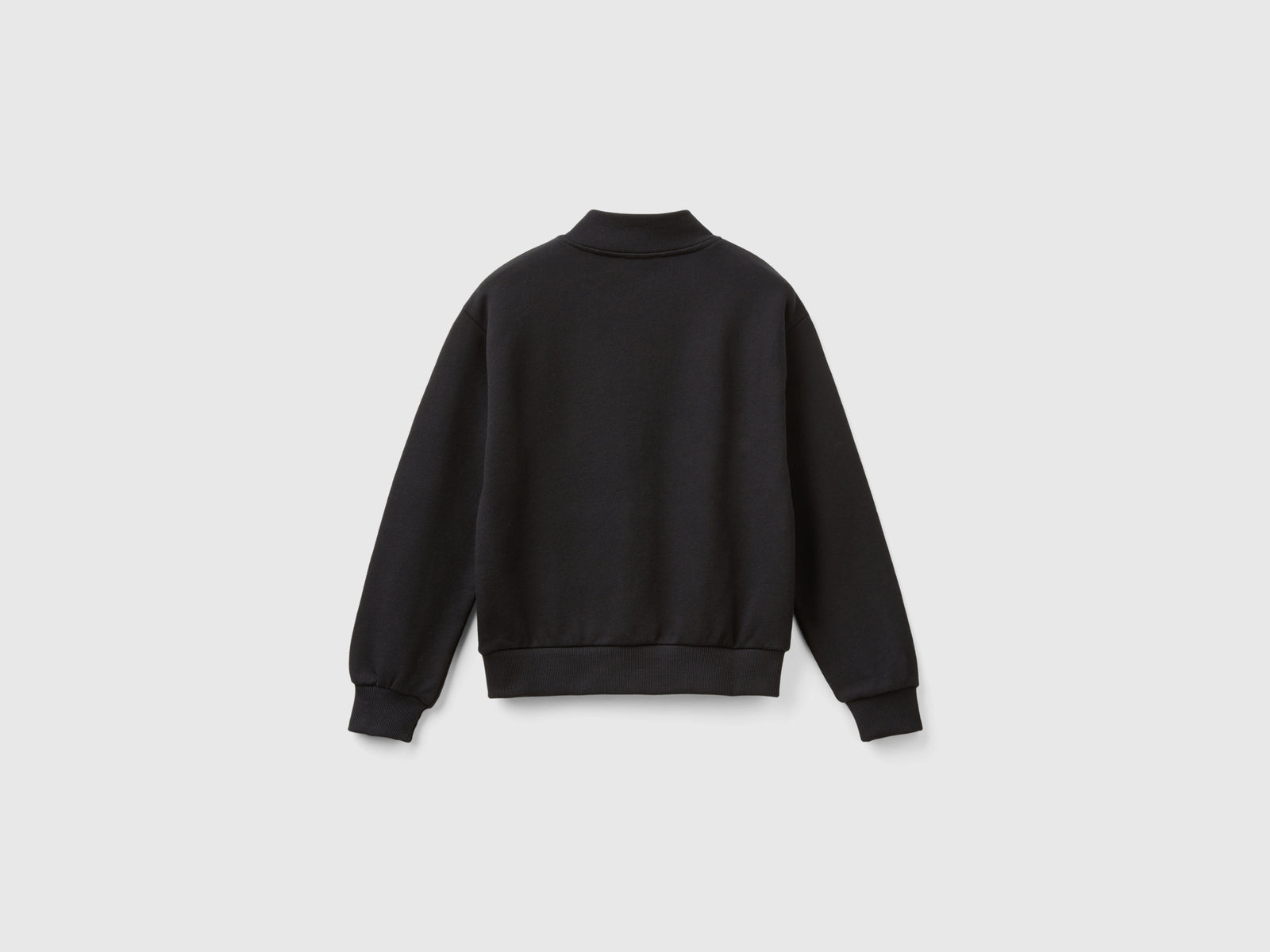 Felpa con zip e colletto da bambina nero 2 | Benetton Outlet