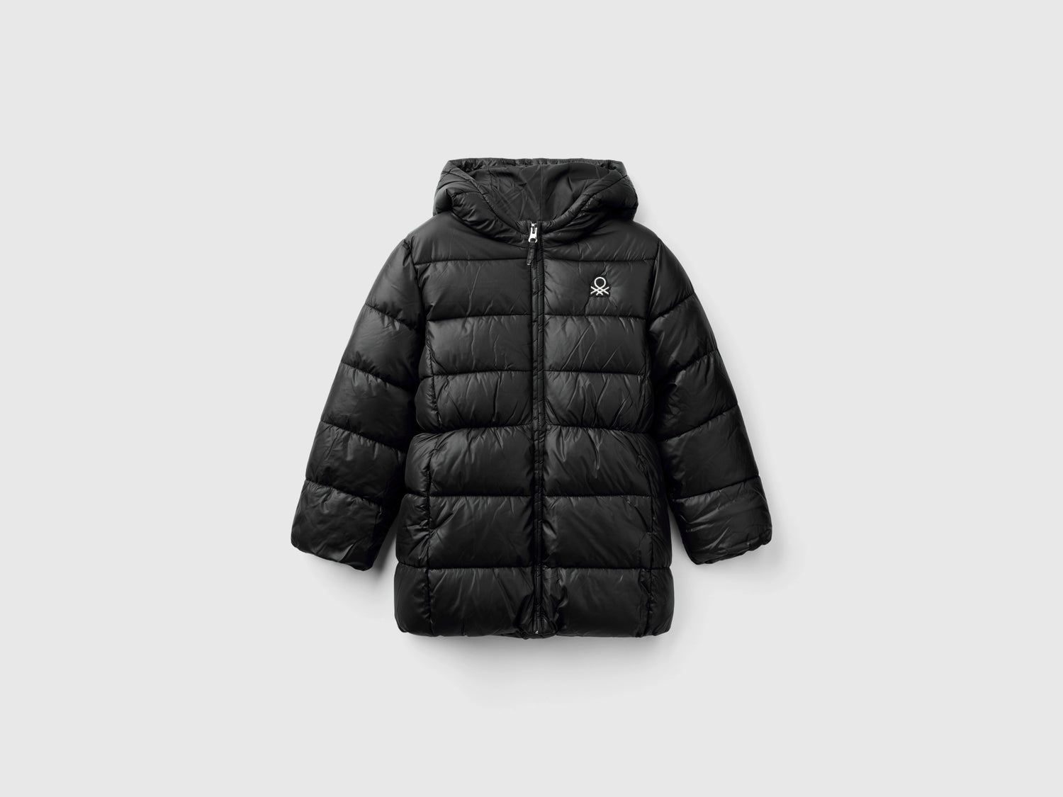 Giubbino lungo sciancrato da bambina nero | Benetton Outlet