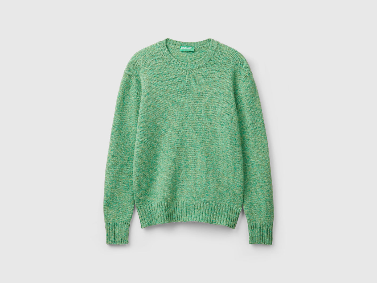 Maglia in pura lana Shetland da donna verde | Benetton Outlet