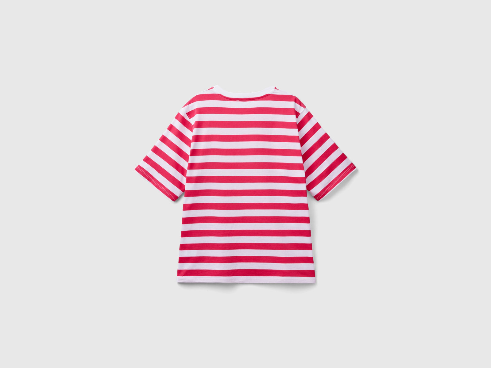 T-shirt a righe comfort fit da donna fucsia 2 | Benetton Outlet