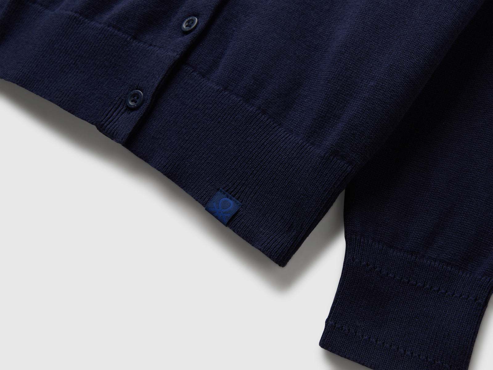 Cardigan girocollo in puro cotone da bambina blu scuro 3 | Benetton Outlet