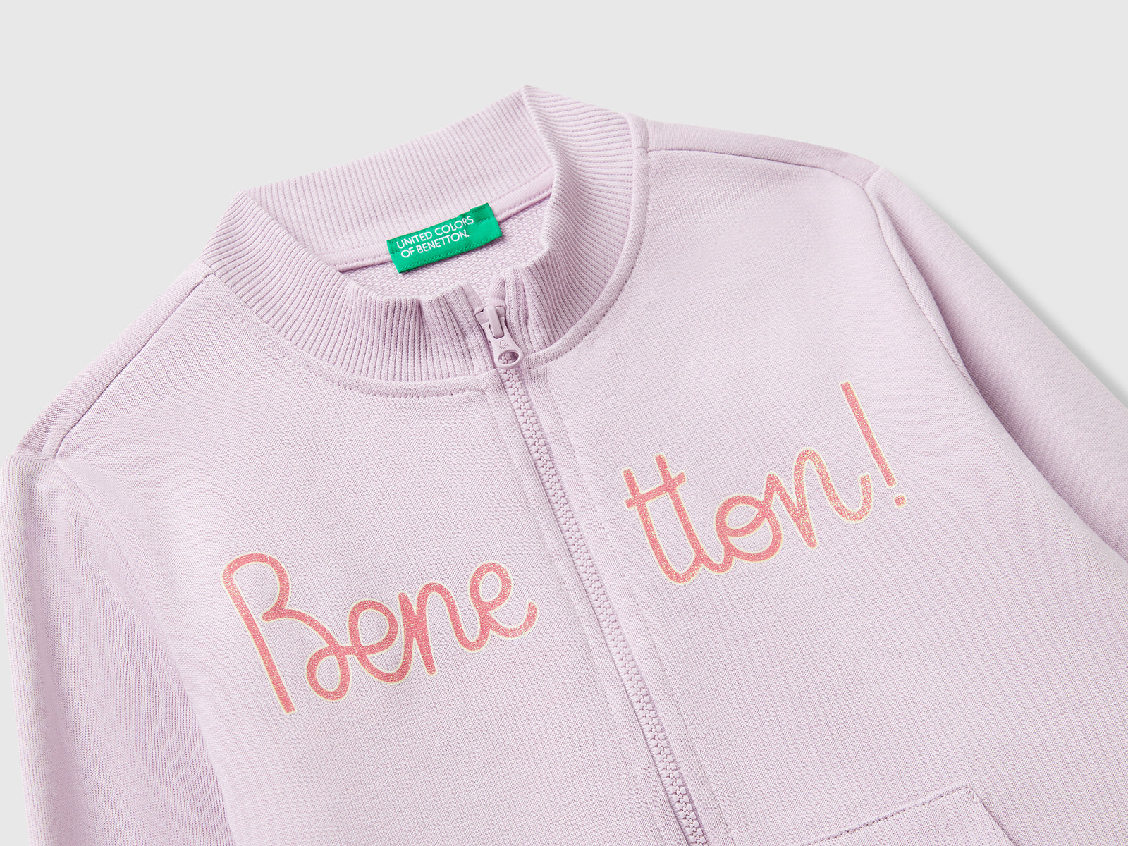 Felpa con stampa glitter da bimba lavanda 3 | Benetton Outlet
