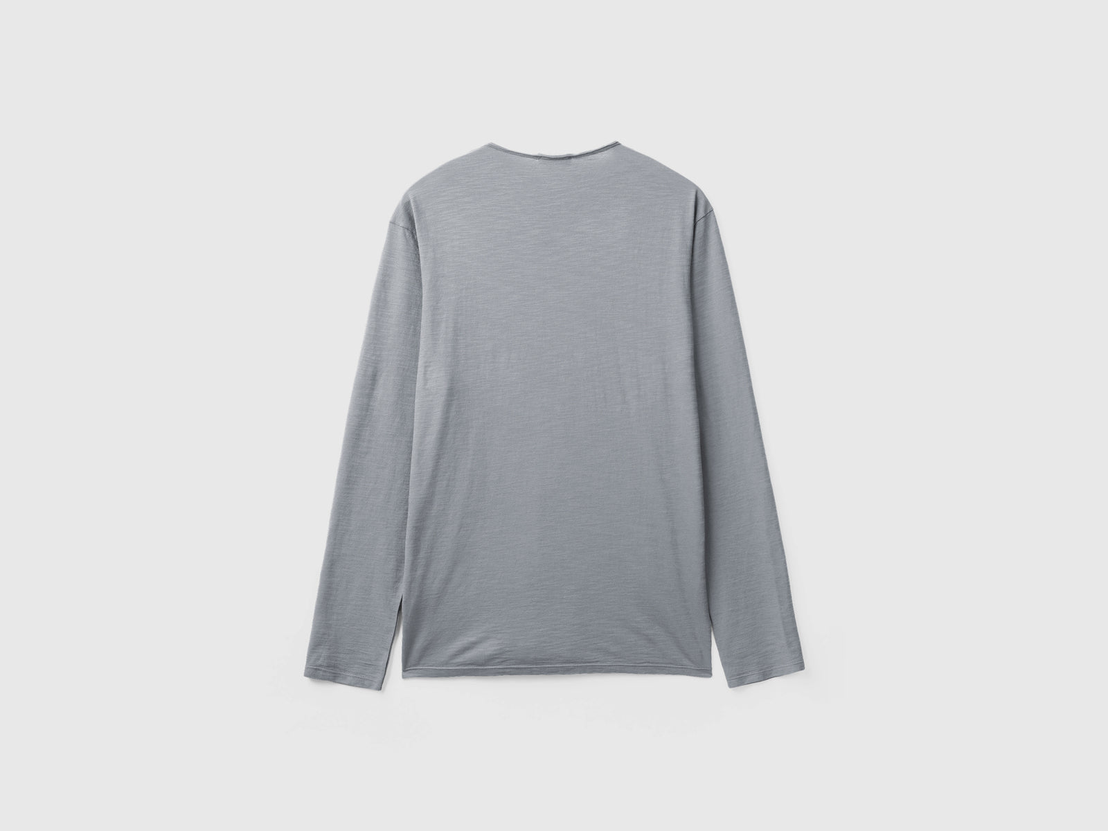 T-shirt a manica lunga in 100% cotone da uomo grigio 2 | Benetton Outlet