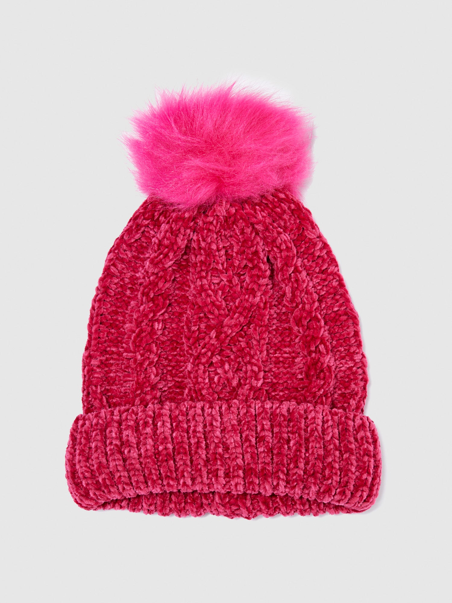Cappello in ciniglia con pompon da bambina fucsia | Sisley young Outlet