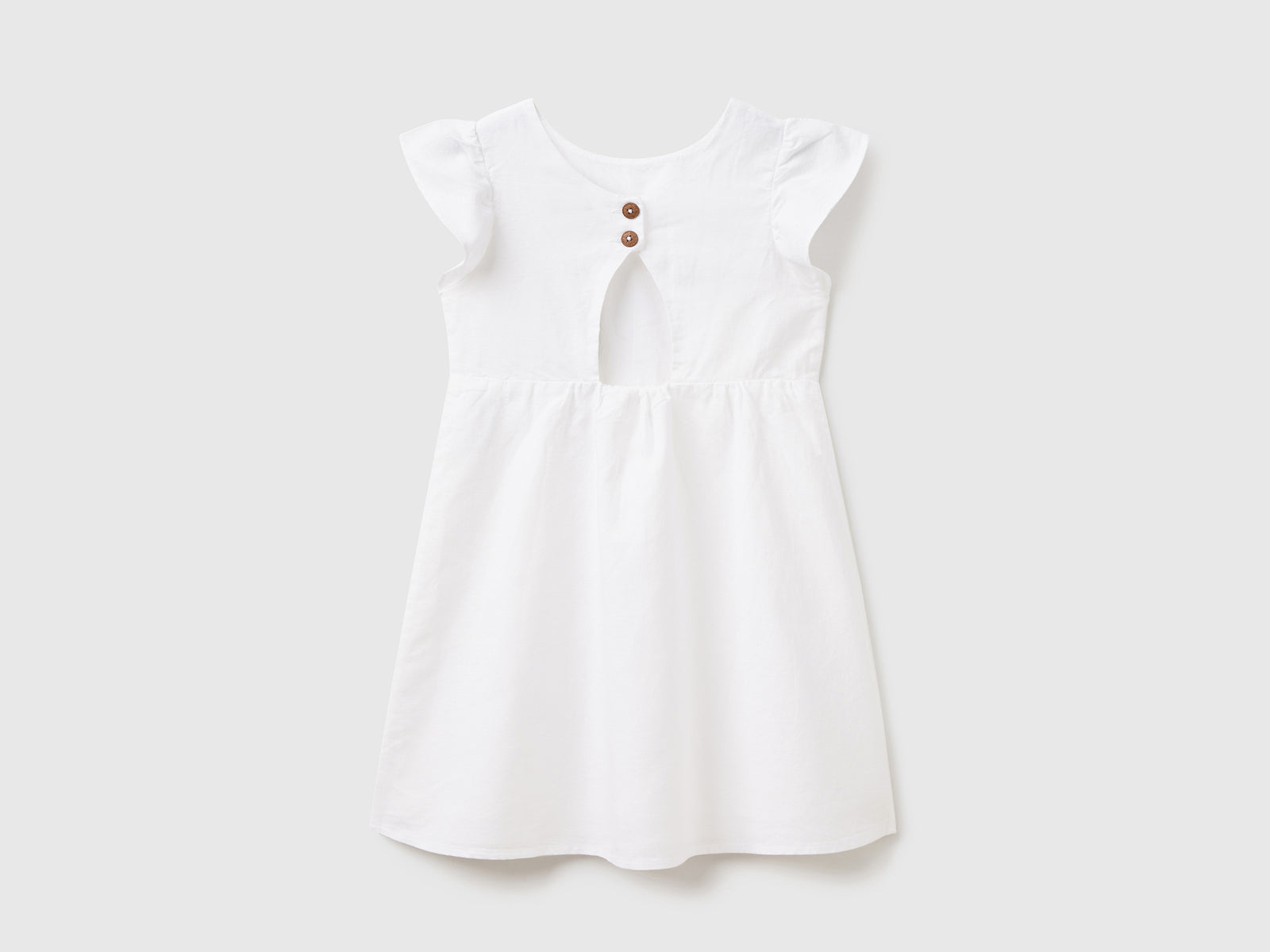 Abito girocollo in misto lino e cotone da bambina bianco 2 | Benetton Outlet