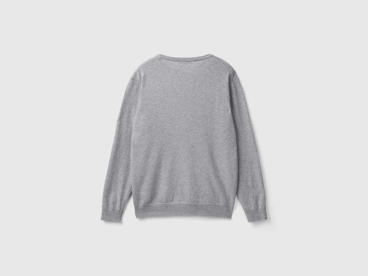 Maglia girocolloo mélange in pura lana Merino