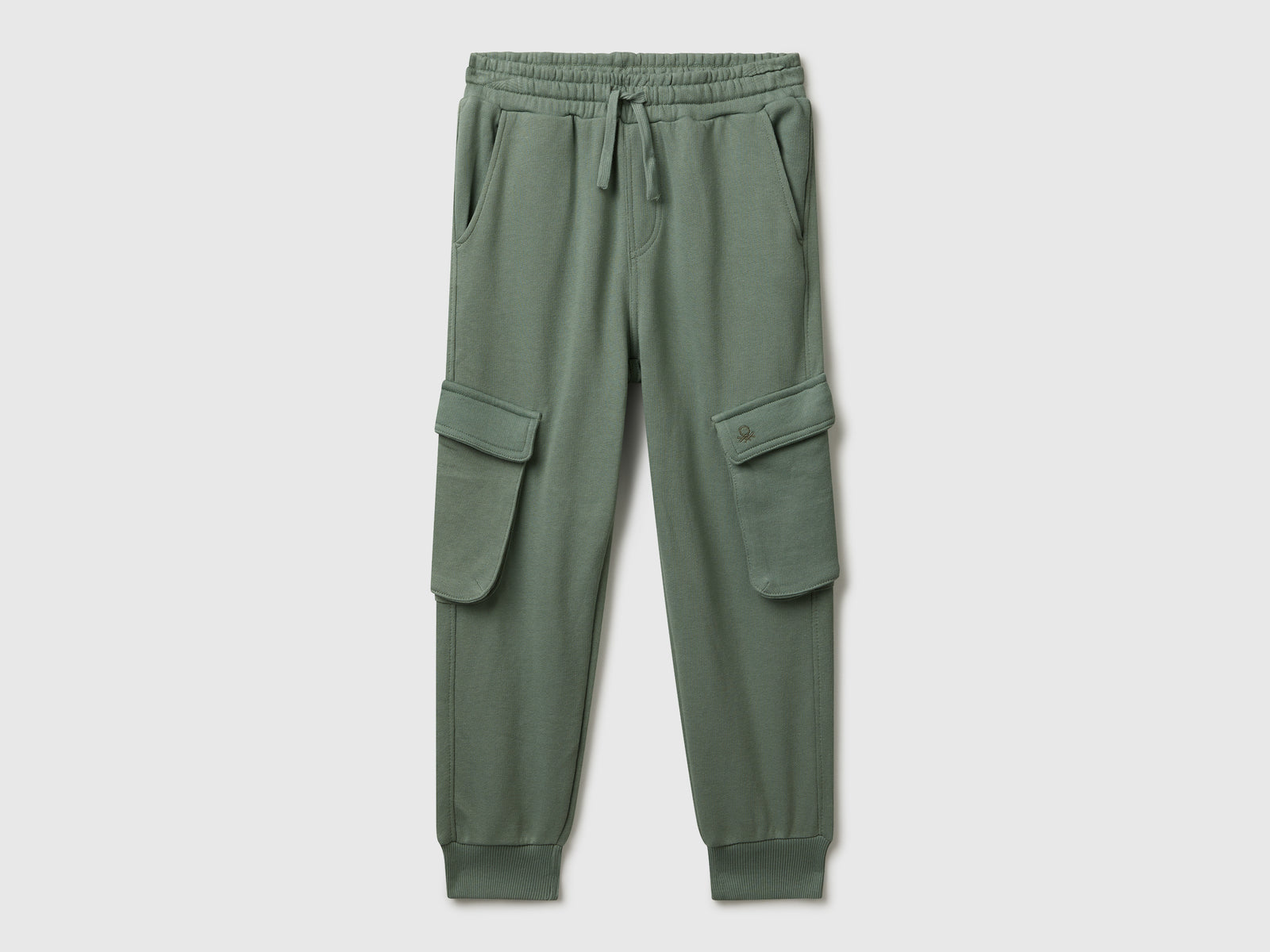 Joggers cargo in felpa da bambino verde militare | Benetton Outlet