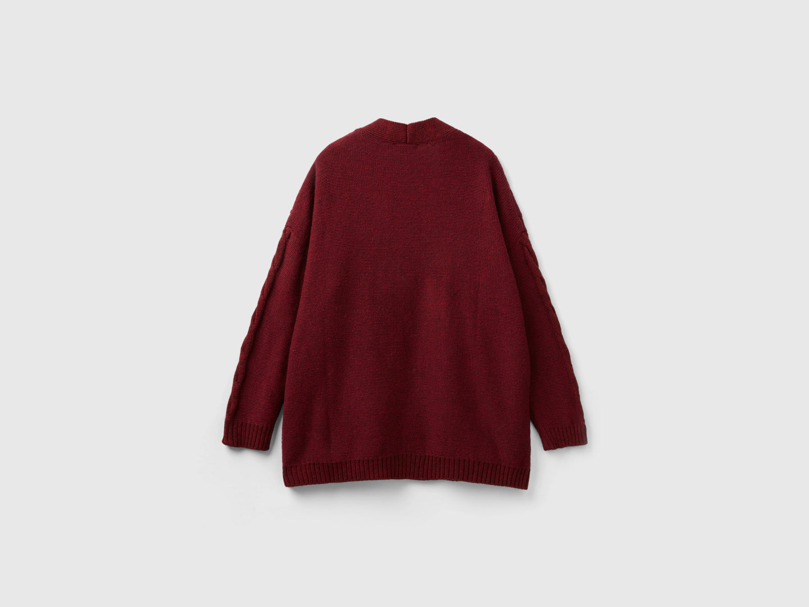 Cardigan con trecce e losanghe da donna bordeaux 2 | Benetton Outlet
