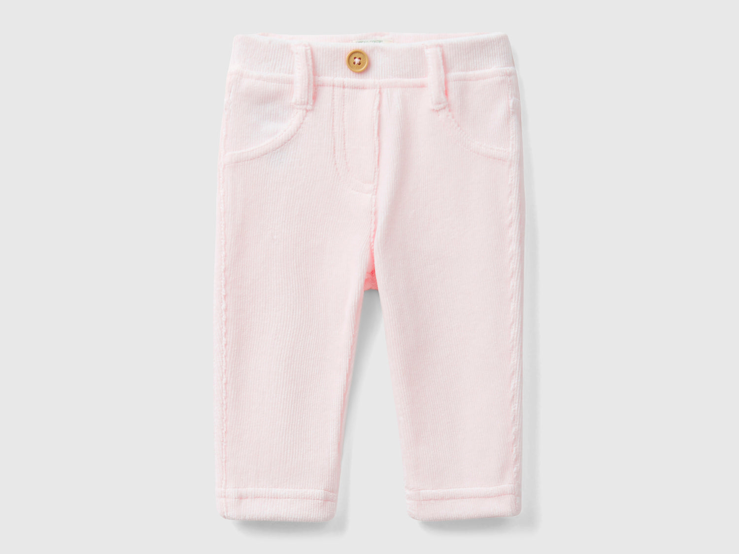 Pantaloni in ciniglia stretch da neonato rosa tenue | Benetton Outlet