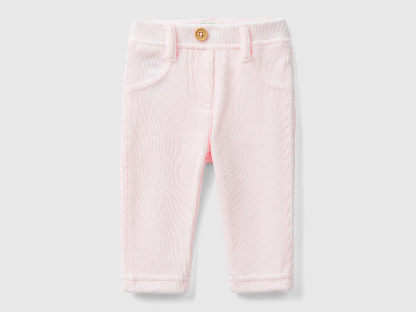 Pantaloni in ciniglia stretch da neonato rosa tenue | Benetton Outlet