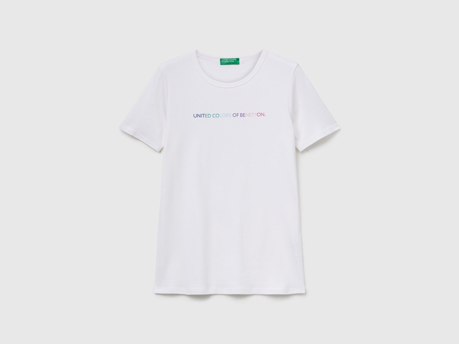 T-shirt 100% cotone con stampa logo glitter da donna bianco | Benetton Outlet