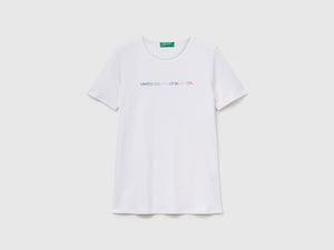 T-shirt 100% cotone con stampa logo glitter