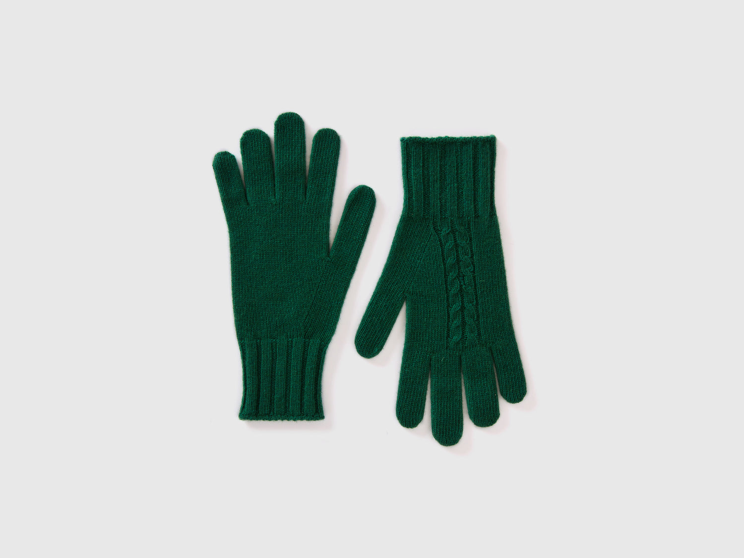 Guanti con lavorazione treccia da donna verde | Benetton Outlet