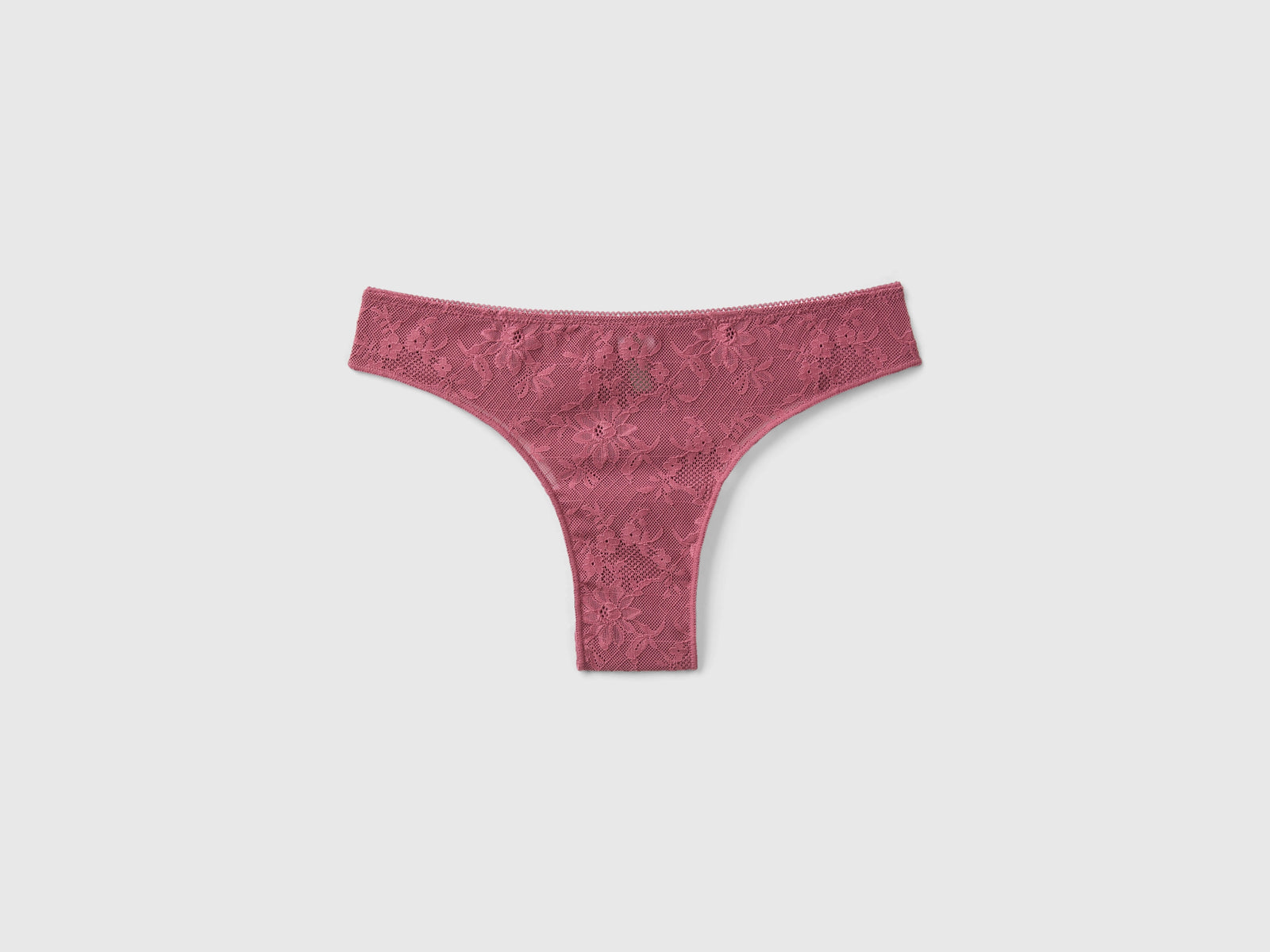 Brasiliana in pizzo e microfibra da donna malva scuro | Benetton Outlet