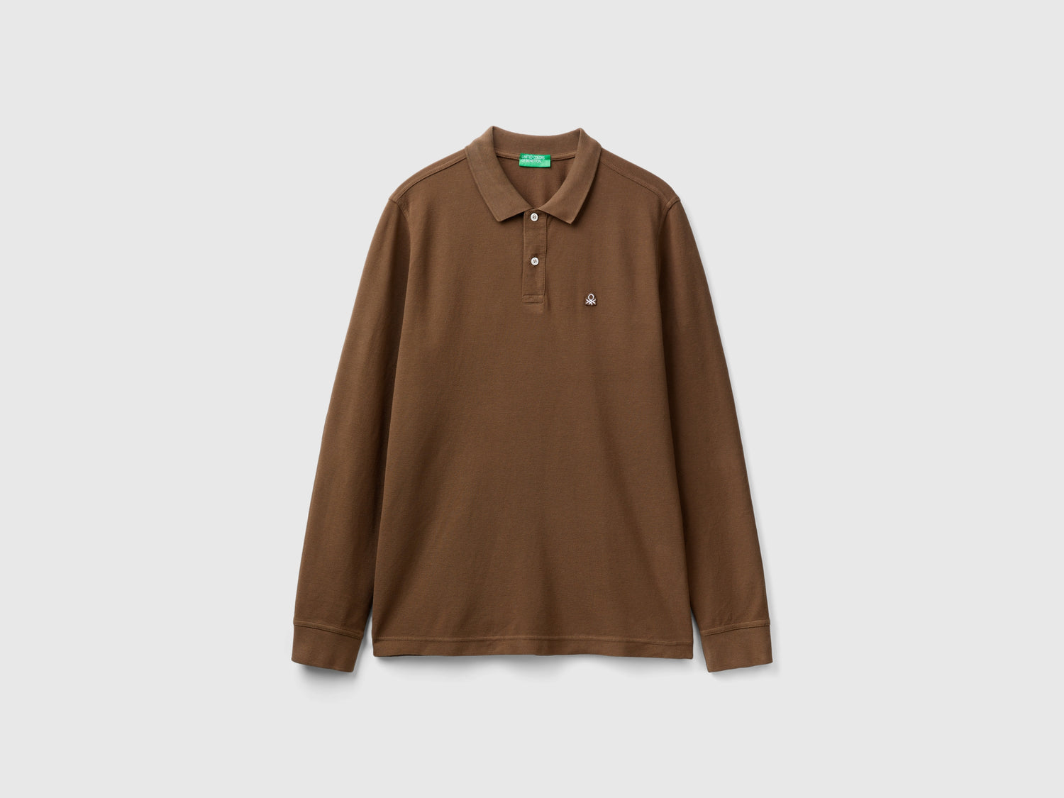 Polo a manica lunga 100% cotone da uomo marrone | Benetton Outlet