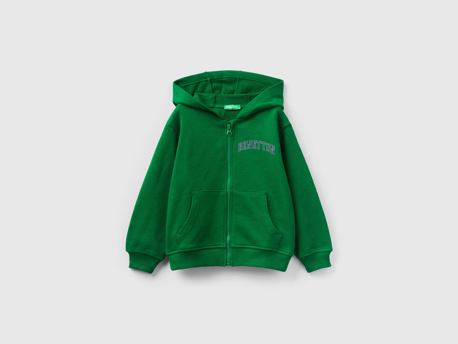 Felpa con logo e cappuccio da bimbo verde | Benetton Outlet