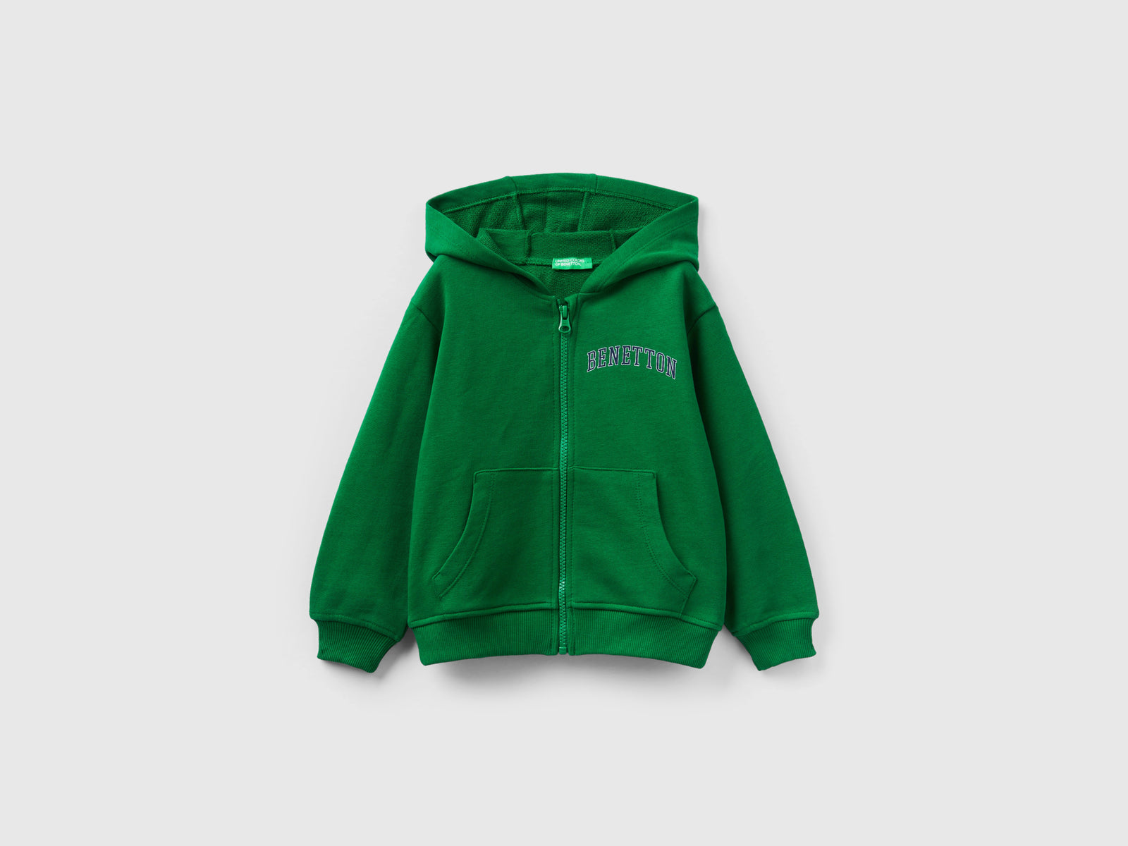 Felpa con logo e cappuccio da bimbo verde | Benetton Outlet