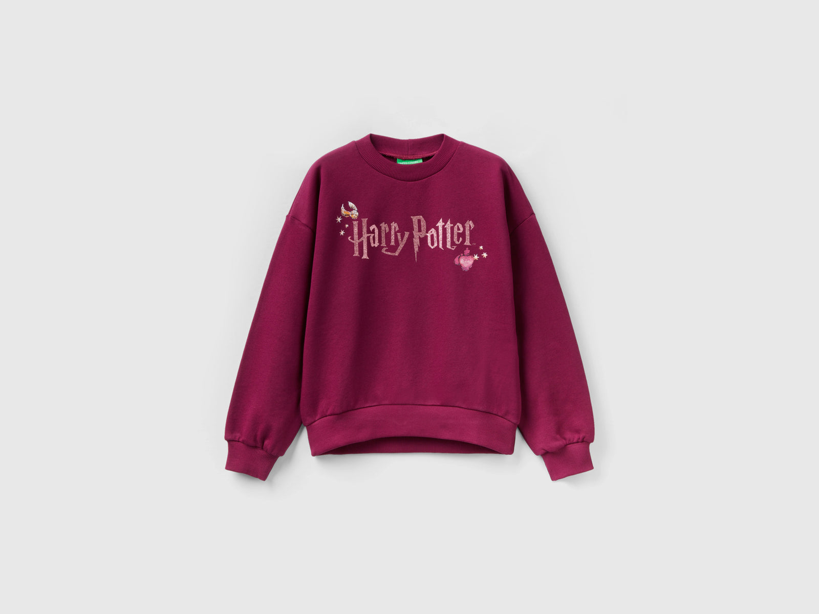 Felpa Harry Potter con glitter da bambina rosso | Benetton Outlet