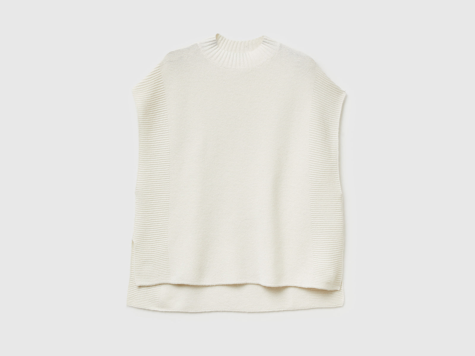 Gilet lupetto in misto lana da donna bianco panna | Benetton Outlet