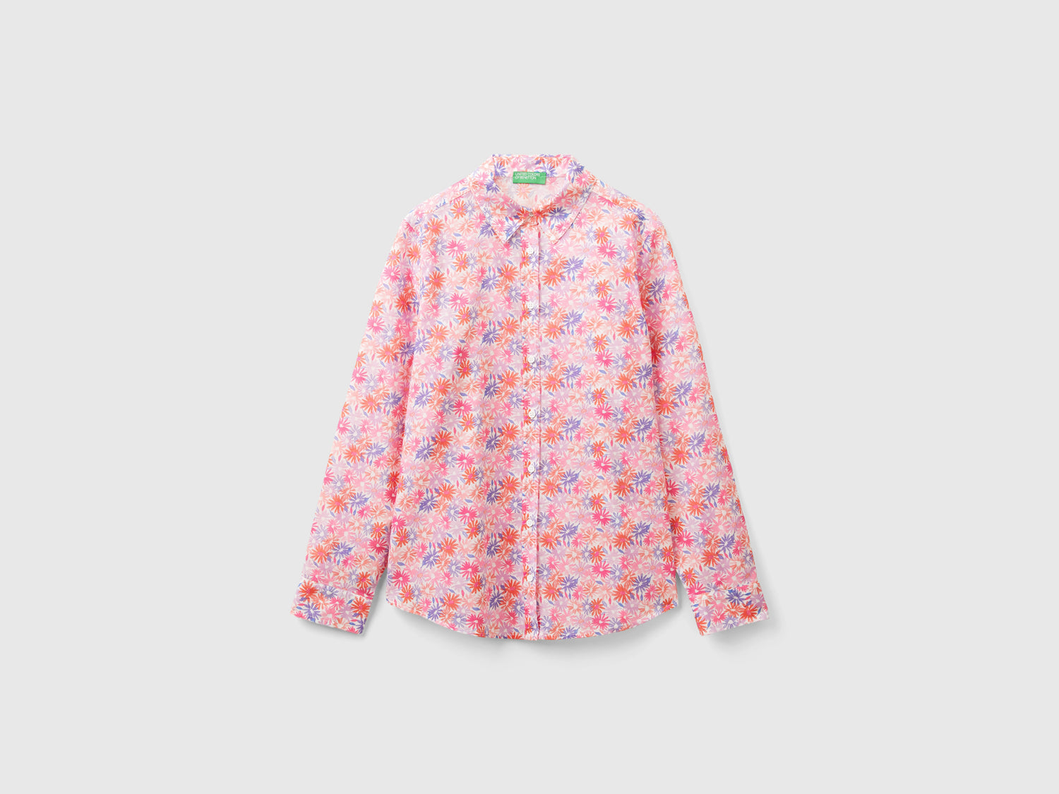 Camicia fantasia 100% cotone da donna multi-color | Benetton Outlet