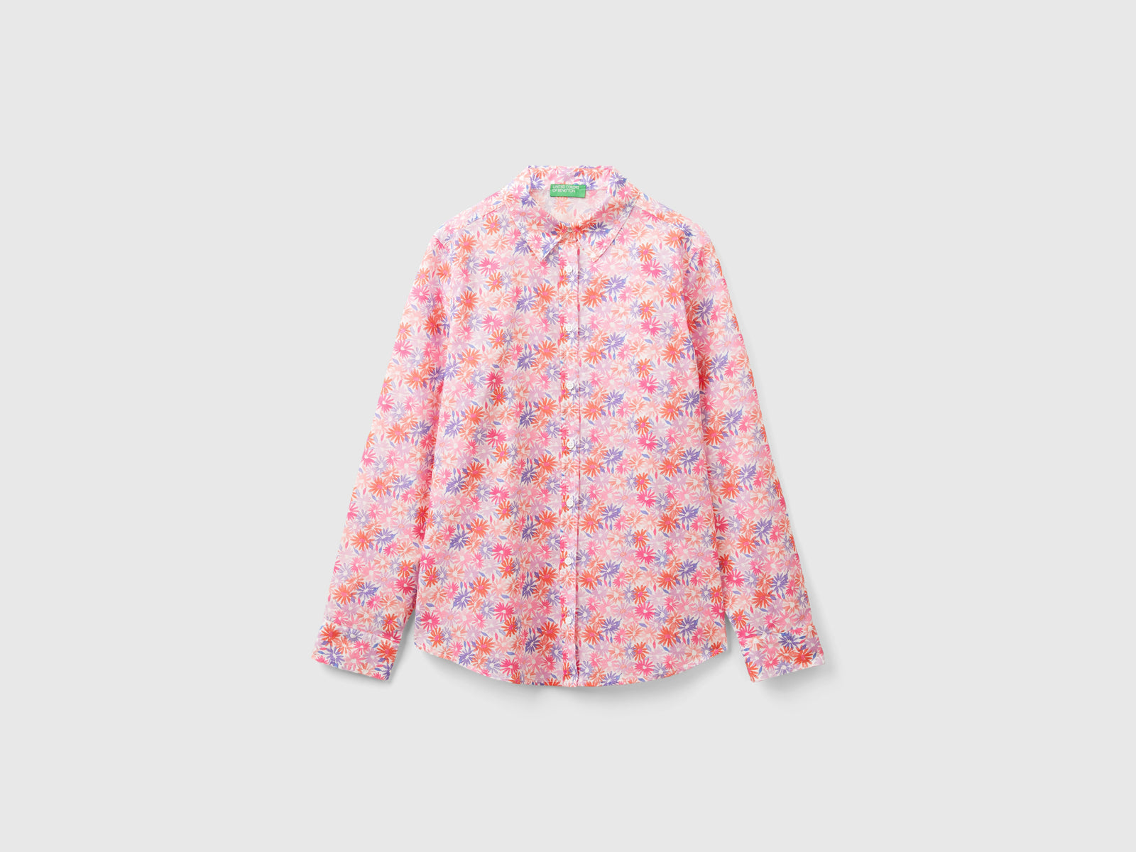 Camicia fantasia 100% cotone da donna multi-color | Benetton Outlet