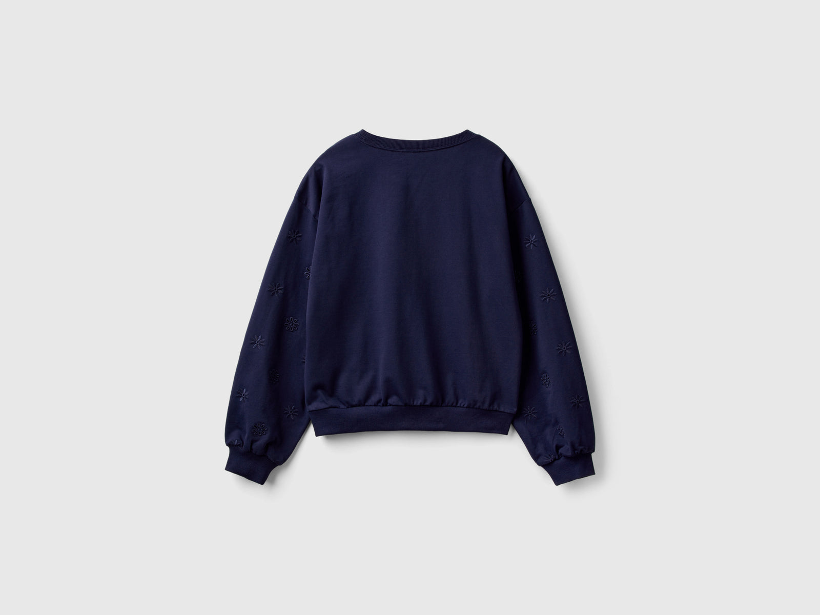 Felpa con ricamo fiori da donna blu scuro 2 | Benetton Outlet