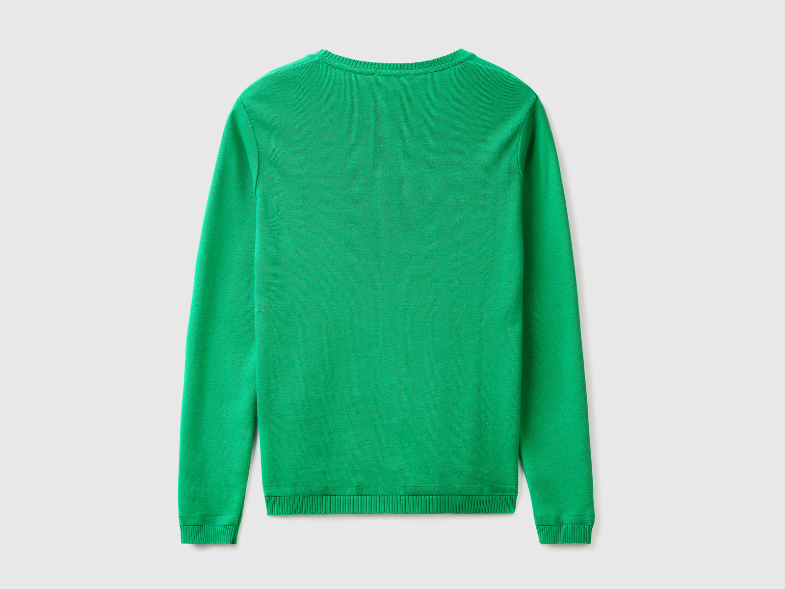 Maglia girocollo in puro cotone da donna verde 2 | Benetton Outlet
