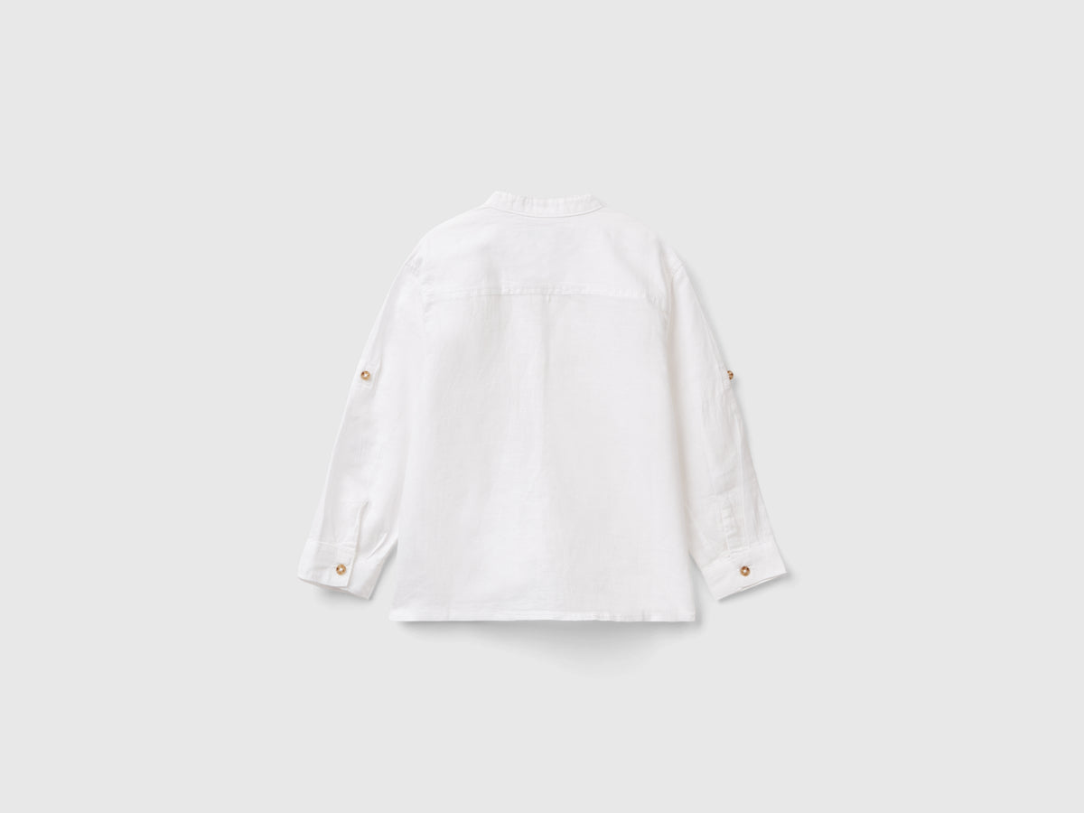 Camicia alla coreana in misto lino