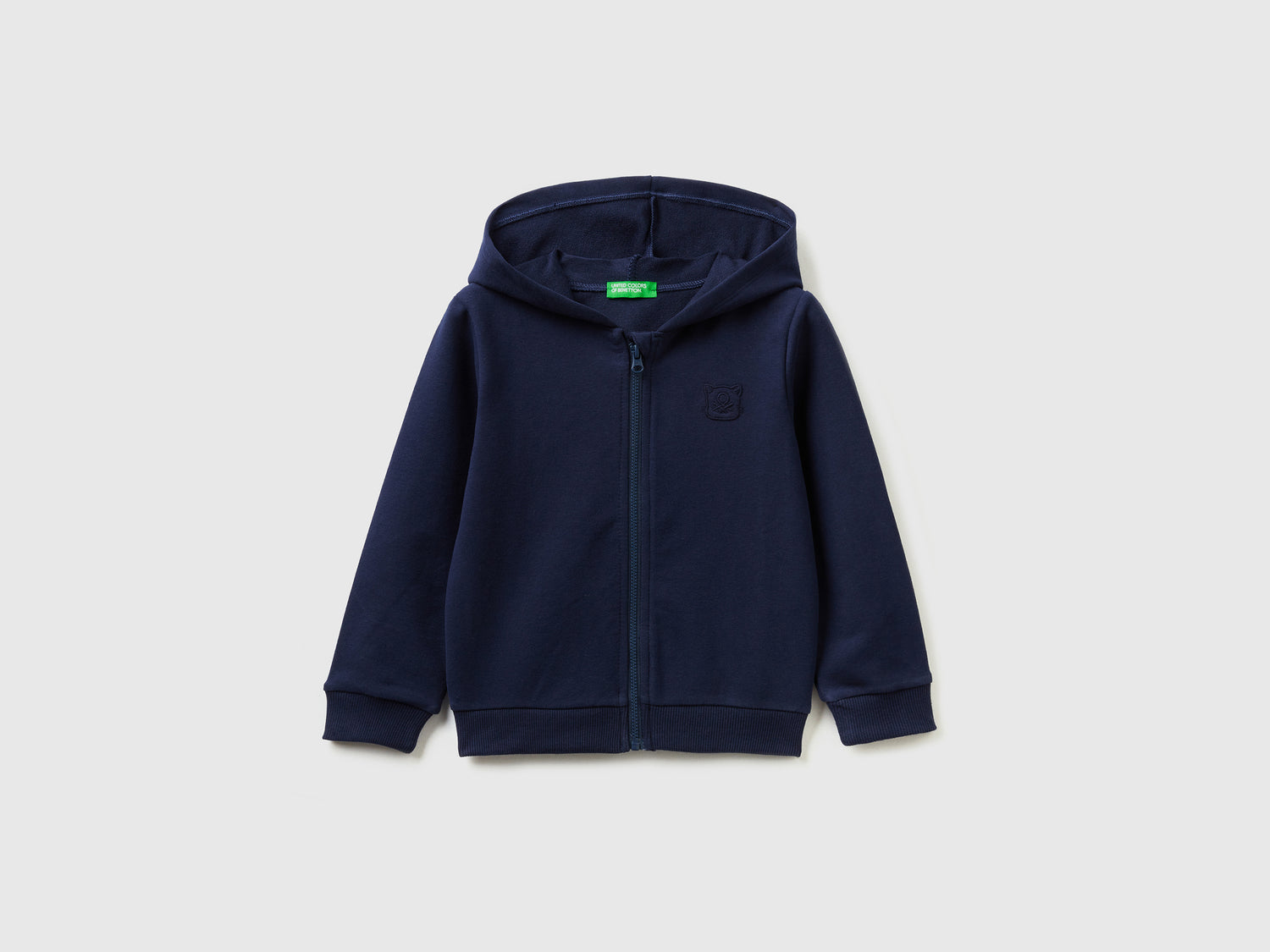 Calda felpa con zip e ricamo logo da bimba blu scuro | Benetton Outlet
