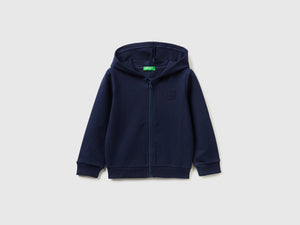 Calda felpa con zip e ricamo logo