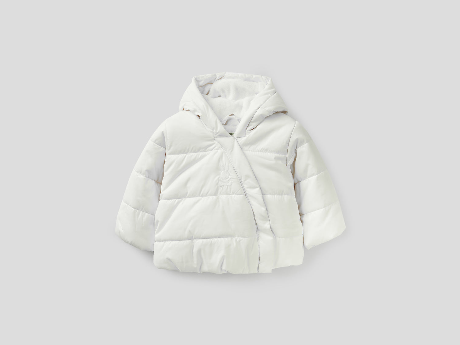 Giubbotto imbottito con cappuccio da neonato bianco panna | Benetton Outlet