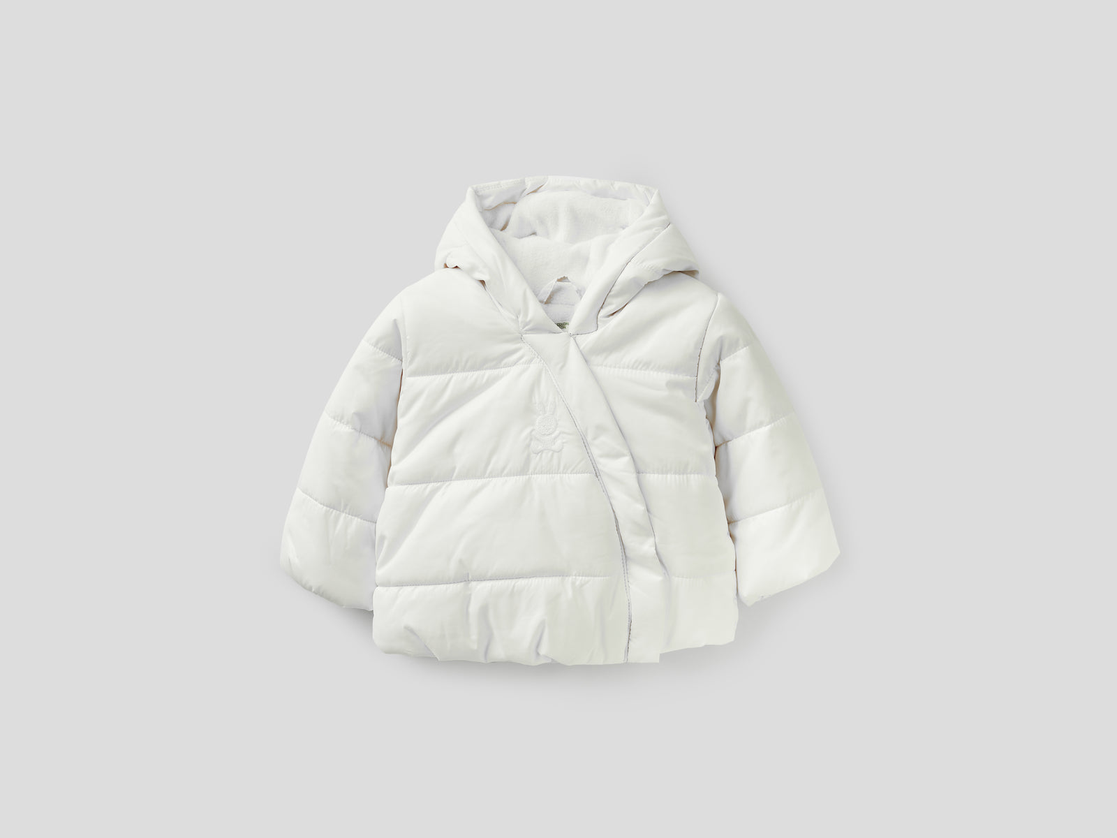 Giubbotto imbottito con cappuccio da neonato bianco panna | Benetton Outlet