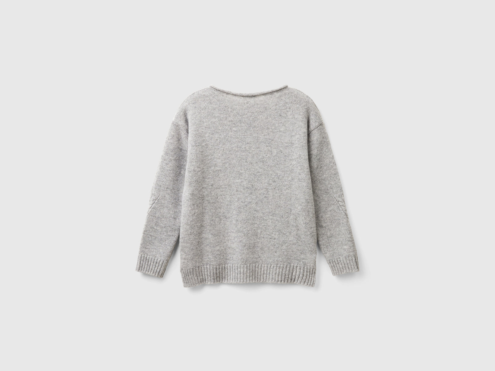 Maglia con trecce in misto lana da bambina grigio chiaro 2 | Benetton Outlet